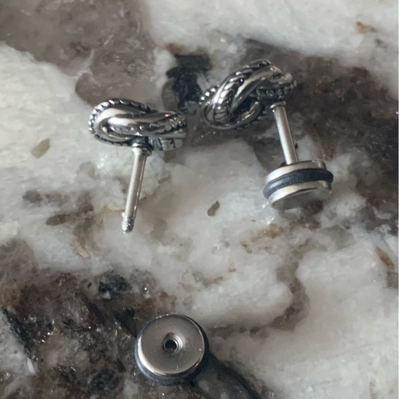 Vintage Stainless Steel Love Knot Screw-Back Earrings - Picture 6 of 7